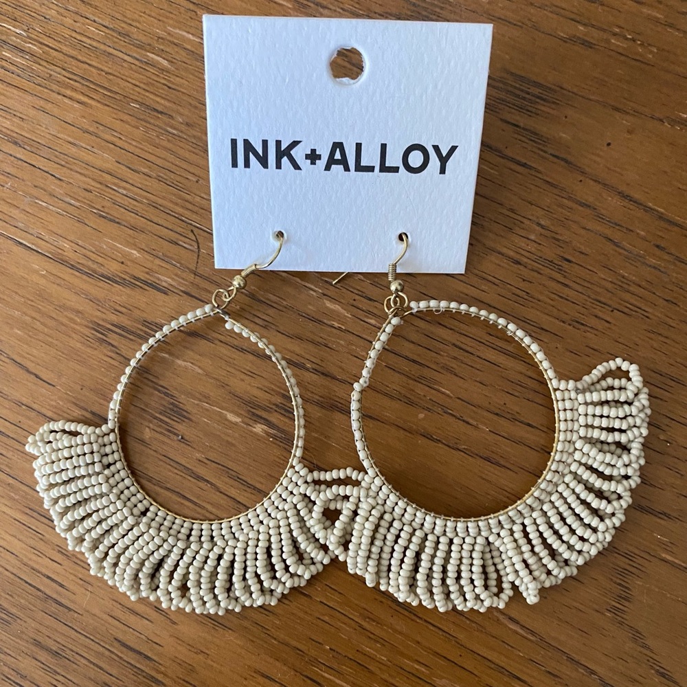 Ink & Alloy seed bead hoop earrings